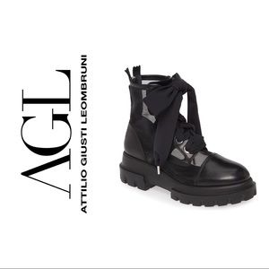 ⭐️OFFERS WELCOMED⭐️ AGL Mesh Panel Calfskin Leather Combat Boots